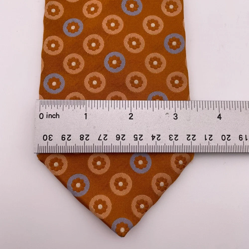 IKE BEHAR NEW YORK Mens Silk‎ Geometric Pattern Necktie Orange-Brown Blue Tan
